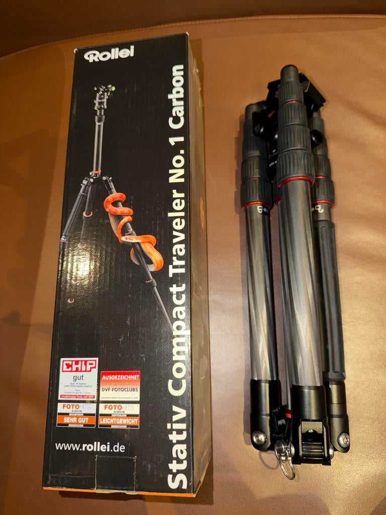Rollei Stativ Compact Traveler No. 1 Carbon, Audio, Tv en Foto, Fotografie | Statieven en Balhoofden, Nieuw, Minder dan 150 cm