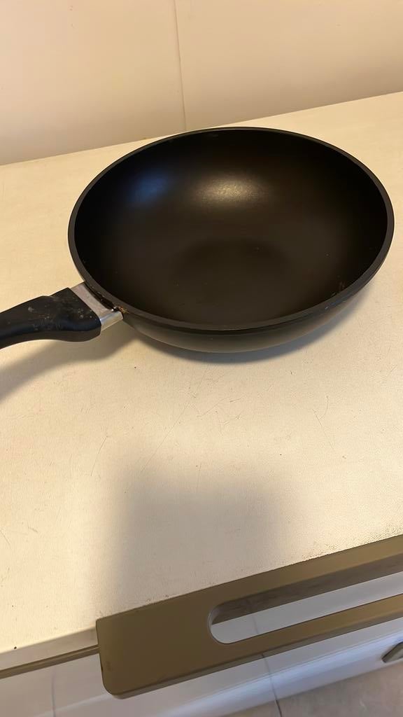 Wok pan gesvhikt voor gas, Ophalen of Verzenden, Zo goed als nieuw, Rvs, Wok