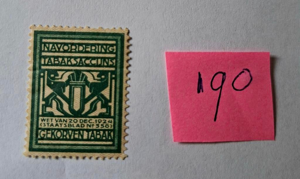 NAVORDERINGS ZEGEL     TABAK       NR  190, Ophalen of Verzenden, T/m 1940, Postfris