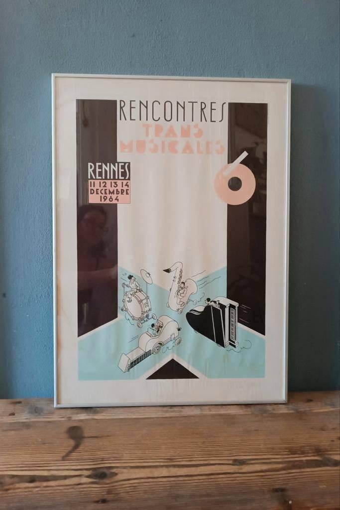 Vintage Joost Swarte "Rencontres Trans Musicales 1984" litho, Antiek en Kunst, Kunst | Litho's en Zeefdrukken, Ophalen