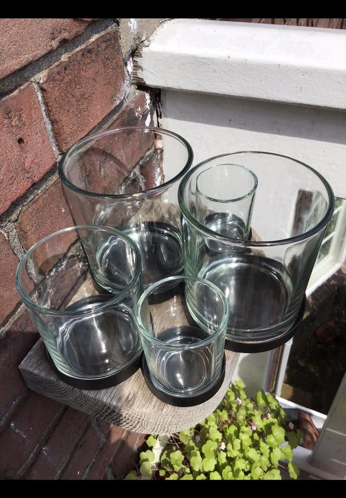 Borrelplateau bestaand uit 5 glazen of vaas / vazen v boeket, Ophalen of Verzenden, Zo goed als nieuw