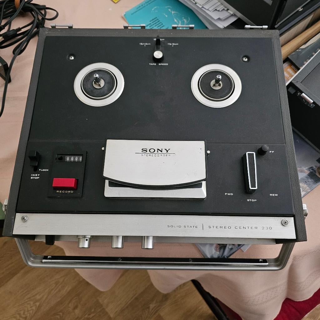 Sony tc 230 Stereo Center Vintage Bandrecorder Jaren 60 !, Ophalen, Bandrecorder, Met stofkap