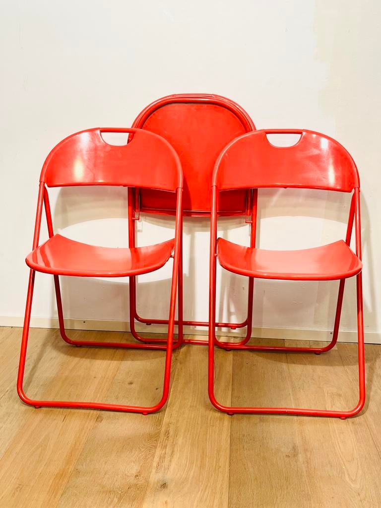 Vintage Ikea Kinno Klapstoelen  Geel - Niels Gammelgaard(3), Overige kleuren, Ophalen of Verzenden, Zo goed als nieuw, Metaal