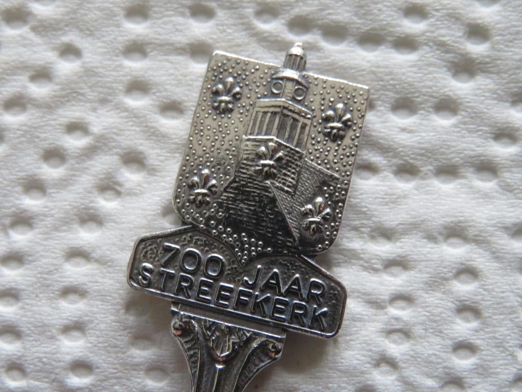 Verzilverd Lepeltje 700 Jaar Streefkerk, Overige materialen, Verzenden, Verzilverd, Zo goed als nieuw