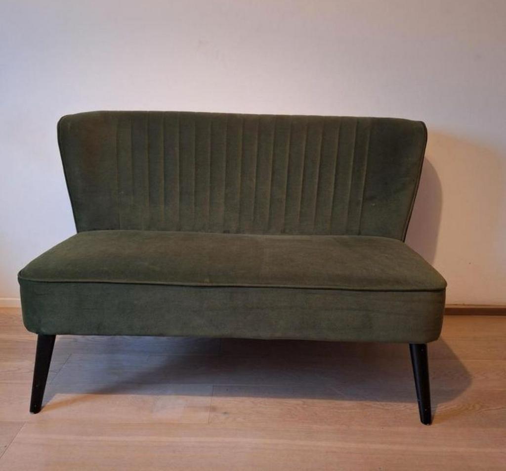 Velours groen bankje, Huis en Inrichting, Stoelen, Ophalen