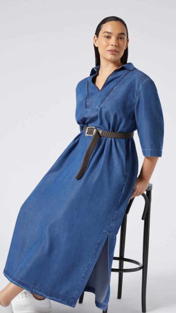 Marina Rinaldi jurk 46/48 -50, Ophalen of Verzenden, Nieuw, Blauw, Jurk