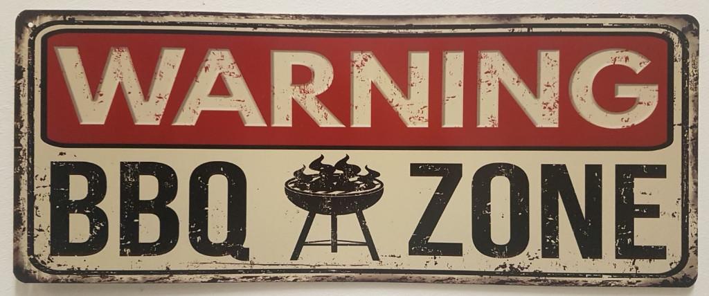 Warning BBQ Zone reclamebord van metaal wandbord deco, Info@deconoord.nl, Deco Noord, Nieuw, Ophalen of Verzenden