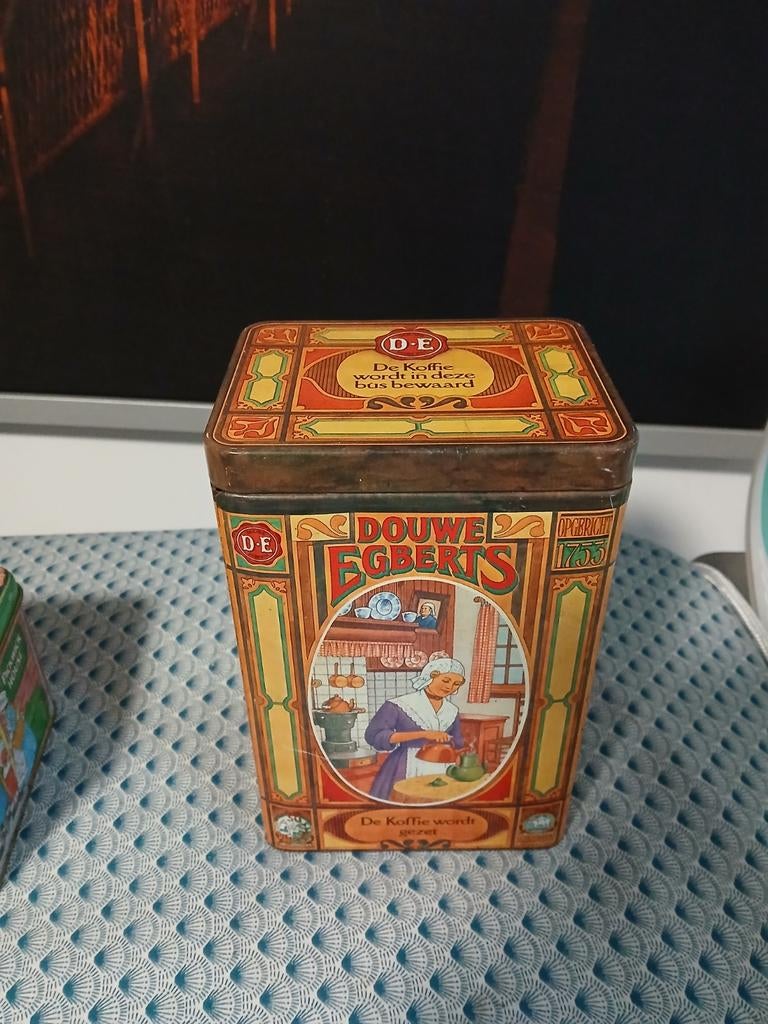 Douwe Egberts blikken en dienblad - Vintage set, Ophalen of Verzenden, Gebruikt, Koffie, Douwe Egberts