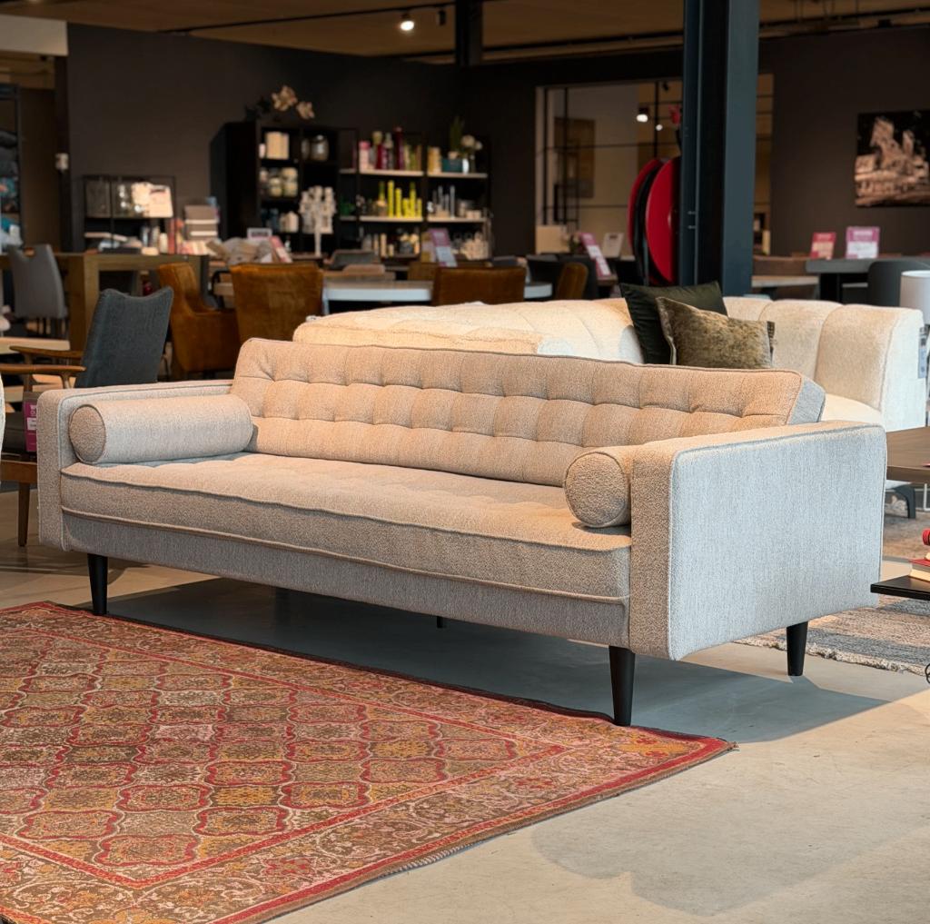 Retro bauhaus 3 zits bank japandi beige/grijs, Ophalen, 75 tot 100 cm, Rechte bank, Stof