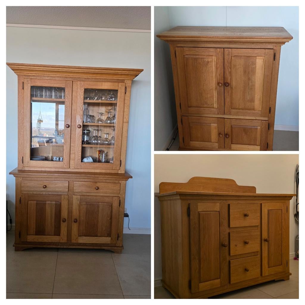 Robuust eiken kast buffetkast, opbergkast, dressoir/commode., Antiek en Kunst, Ophalen