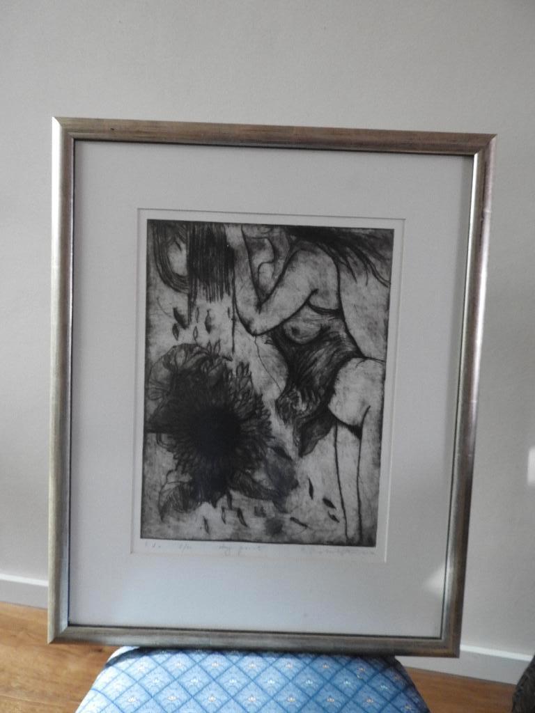 Ets - getiteld "Dry point" - gesigneerd, Ophalen