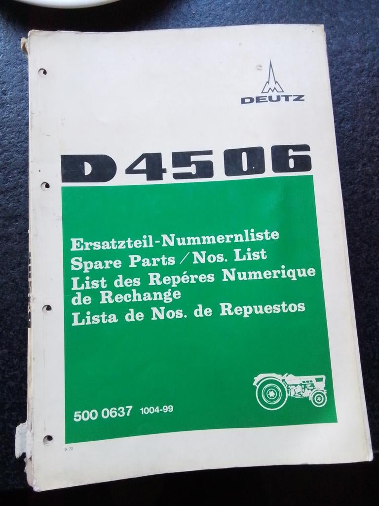 Deutz D4506 onderdelen boek ,1972, Ophalen of Verzenden