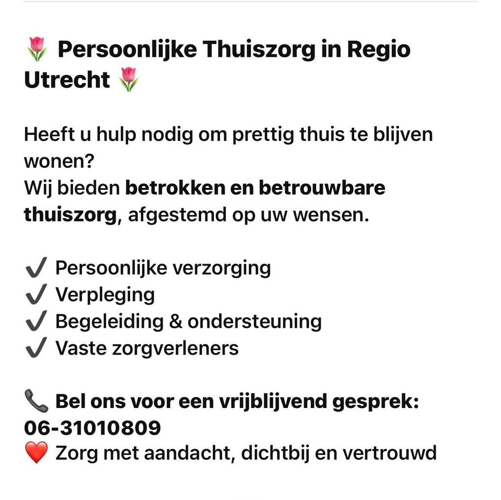 Thuiszorg regio Utrecht, Diensten en Vakmensen, Thuiszorg en Kraamhulp, Komt aan huis, Ouderenzorg