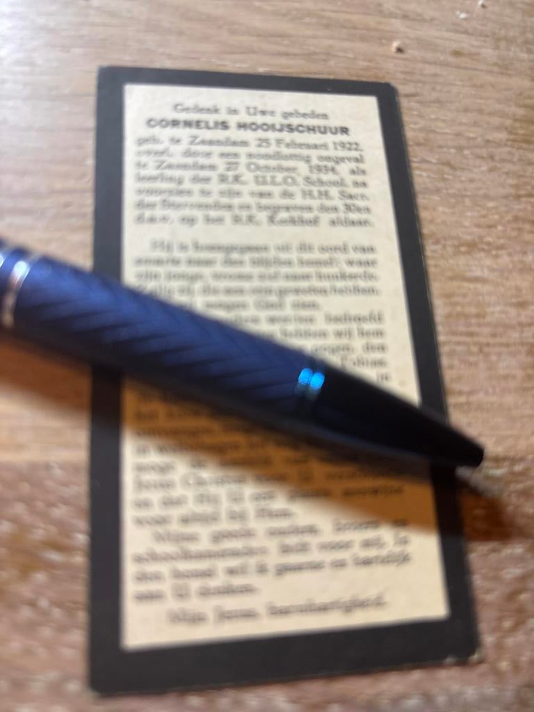 Hooijschuur Cornelis 1922 Zaandam 1934 ongeval - E00822, Ophalen of Verzenden, Bidprentje