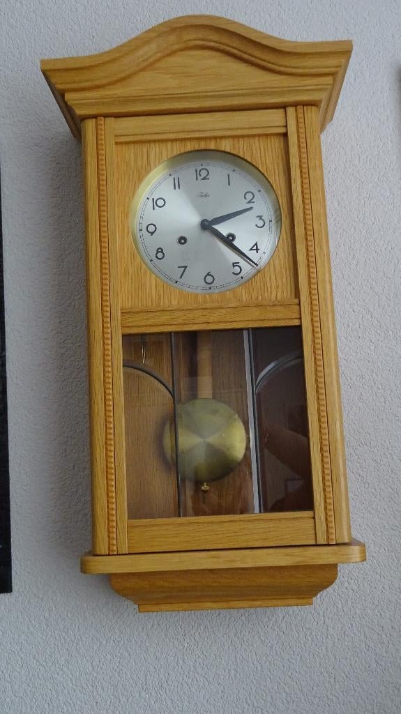 Wandklok Bim Bam Van Lichteiken Hout., Ophalen, Zo goed als nieuw, Analoog, Wandklok