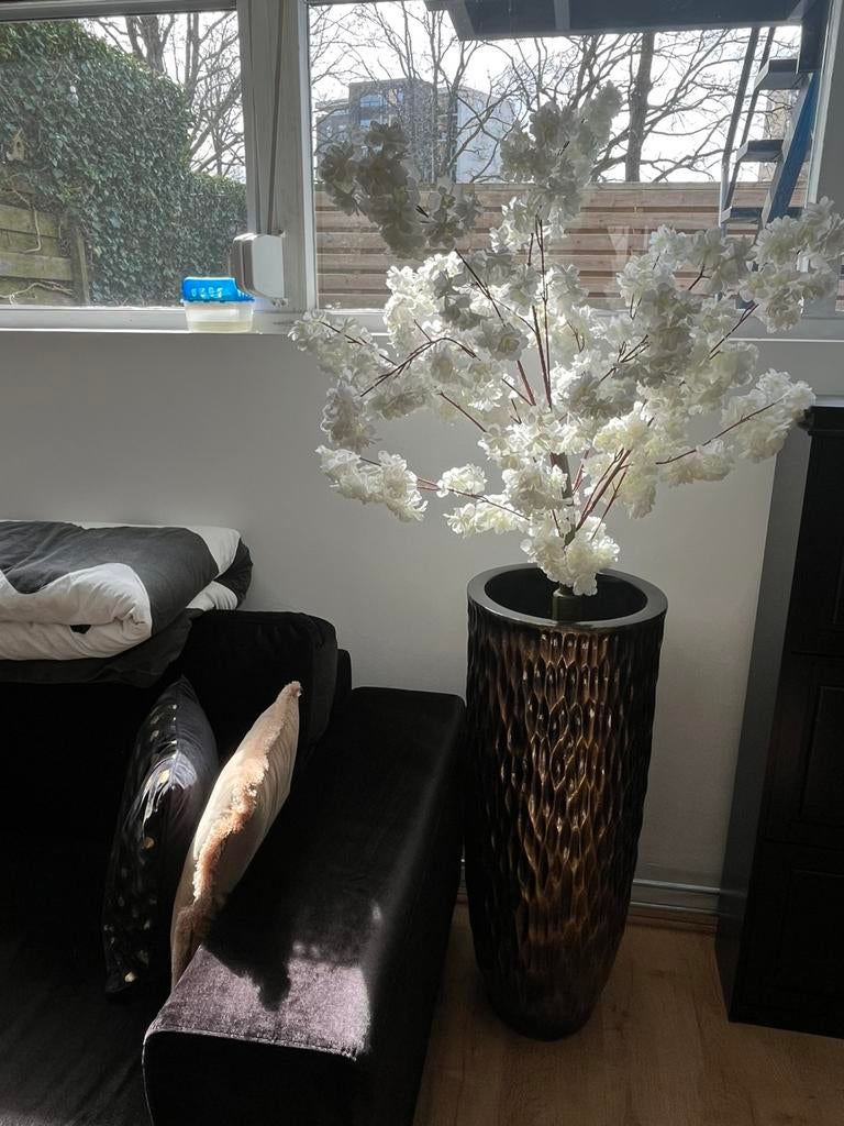 Vaas met kunstbloem, Huis en Inrichting, Woonaccessoires | Zuilen en Pilaren, Ophalen, Zo goed als nieuw
