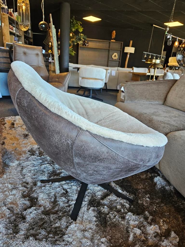 Fauteuil Eija DS meubel bunny met rundleer, Ophalen of Verzenden, Nieuw, Stof
