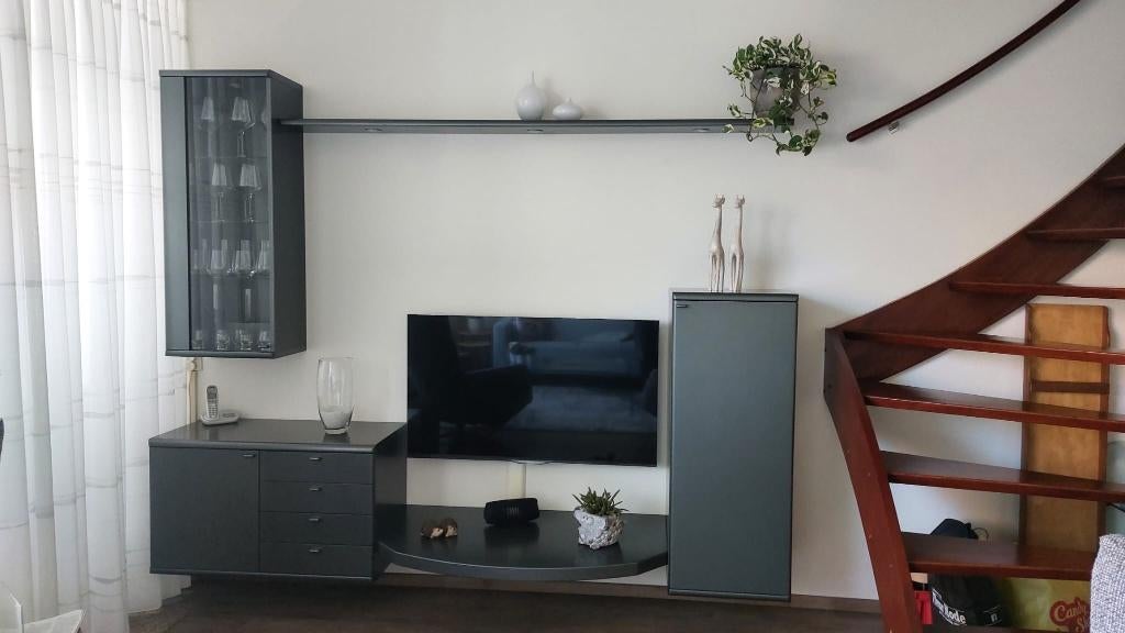 Wandmeubel Interstar grijs/groen, Huis en Inrichting, Ophalen, Gebruikt, Met deur(en), 200 cm of meer