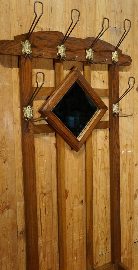 Spiegel Wandspiegel Staande-Kapstok Art Deco Hal Meubel oak, Ophalen, Gebruikt, 200 cm of meer, Staande kapstok