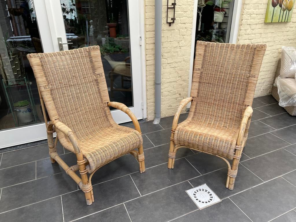 Rotan tuinstoelen, Ophalen, Gebruikt, Twee, Bruin