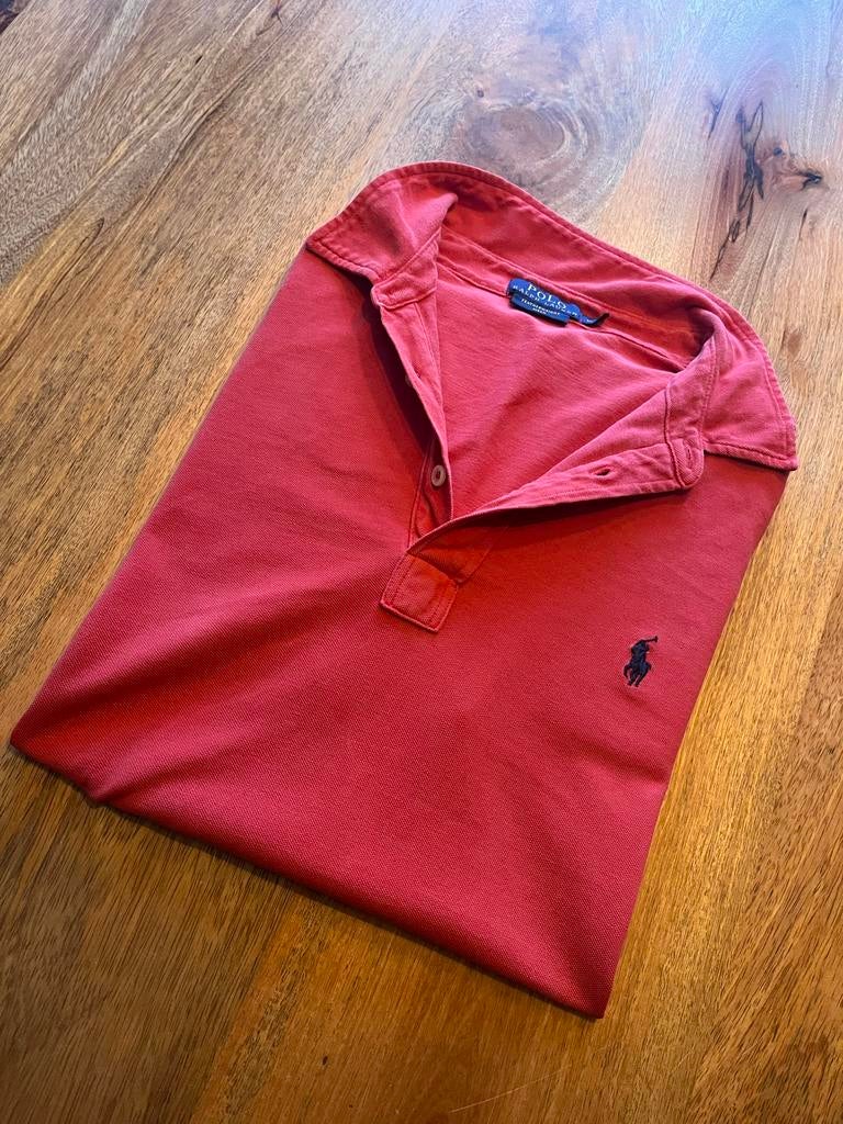 Ralph Lauren Polo Featherweight Mesh Rood - Maat L, Kleding | Heren, Polo's, Zo goed als nieuw, Maat 52/54 (L), Rood, Ophalen of Verzenden
