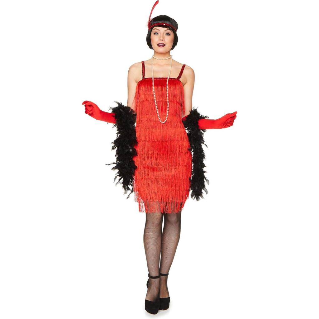 Charleston Flapper Kostuum Dames – Rood Jaren 20 - Maat XL, Niet ingevuld, Niet ingevuld, Niet ingevuld