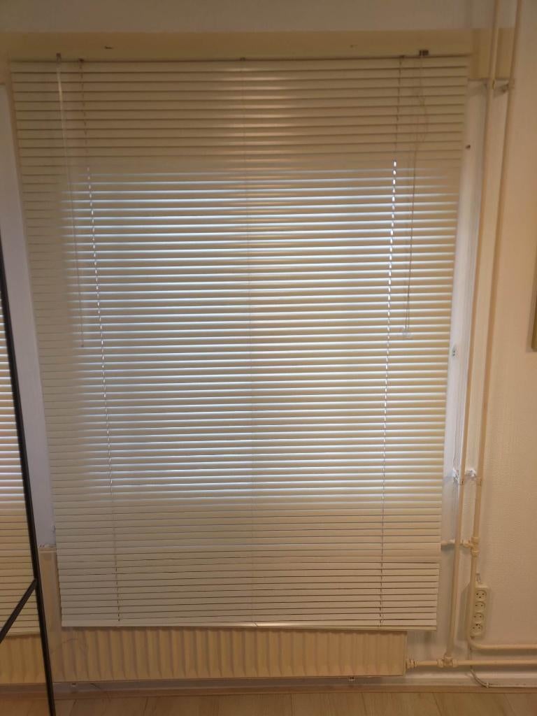 2x Witte smalle Jaloezieën 120 x 175 cm, Huis en Inrichting, Stoffering | Gordijnen en Lamellen, Ophalen, Gebruikt, 100 tot 150 cm