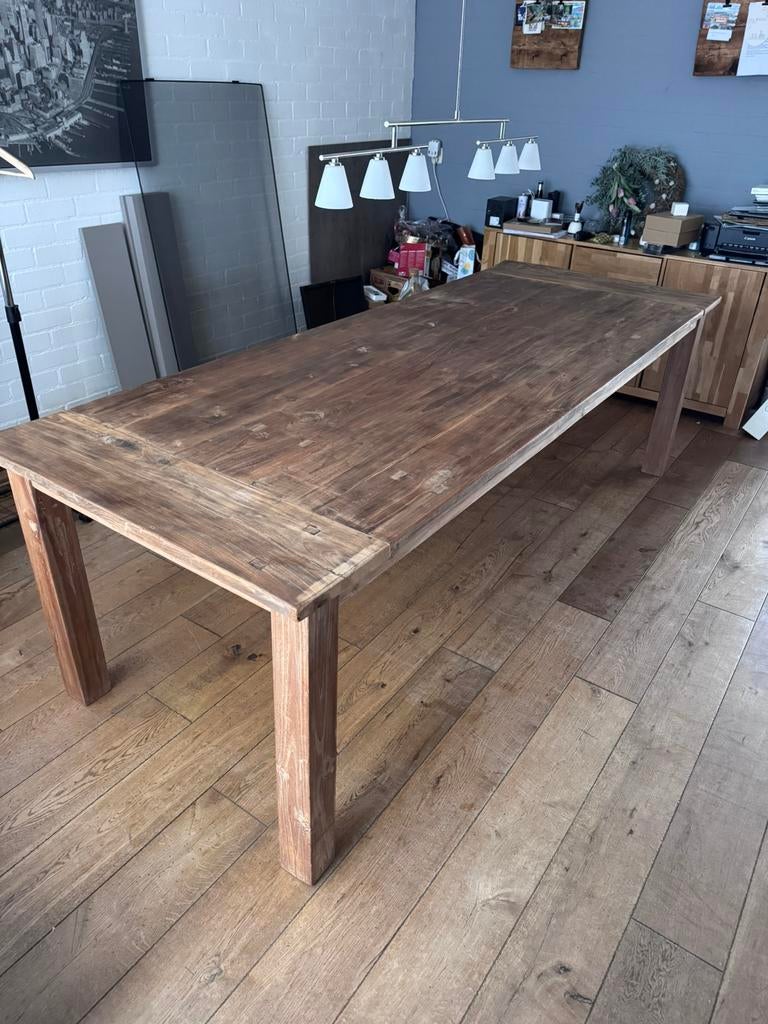 Teakhouten eettafel, Huis en Inrichting, Tafels | Eettafels, Ophalen, Teakhout, 200 cm of meer, 50 tot 100 cm
