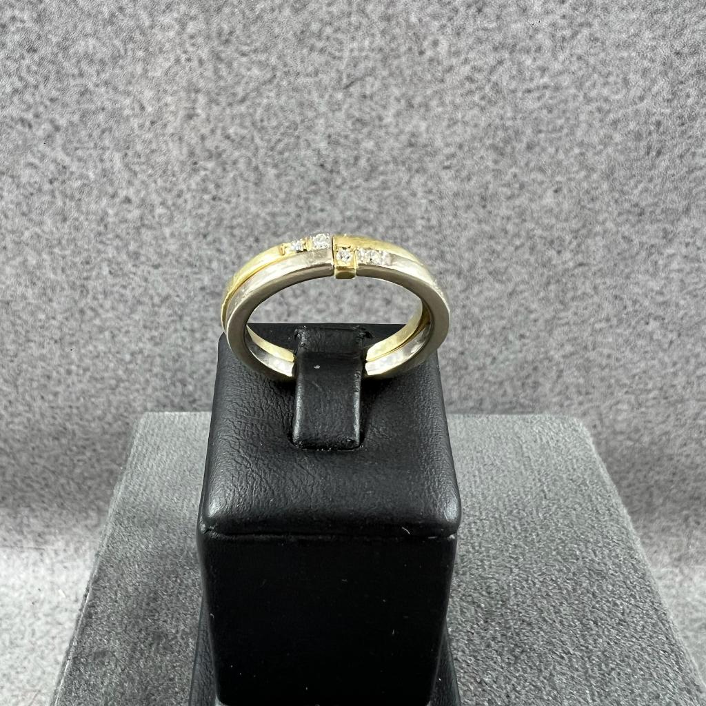 Gouden Ring | 14k* | 7,54g | bicolor rijring | mt19 | 395930