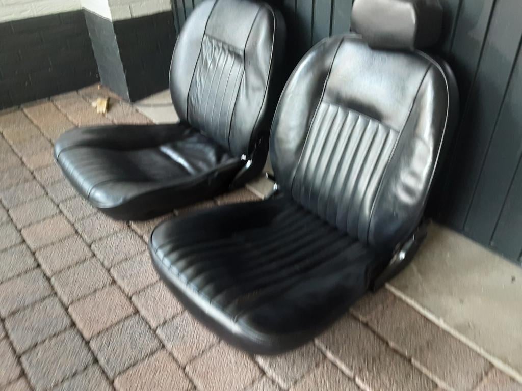 Fiat 124 Sport Spider Stoelen (1966-1985) - Zwart Leer, Auto-onderdelen, Ophalen, Gebruikt, Fiat
