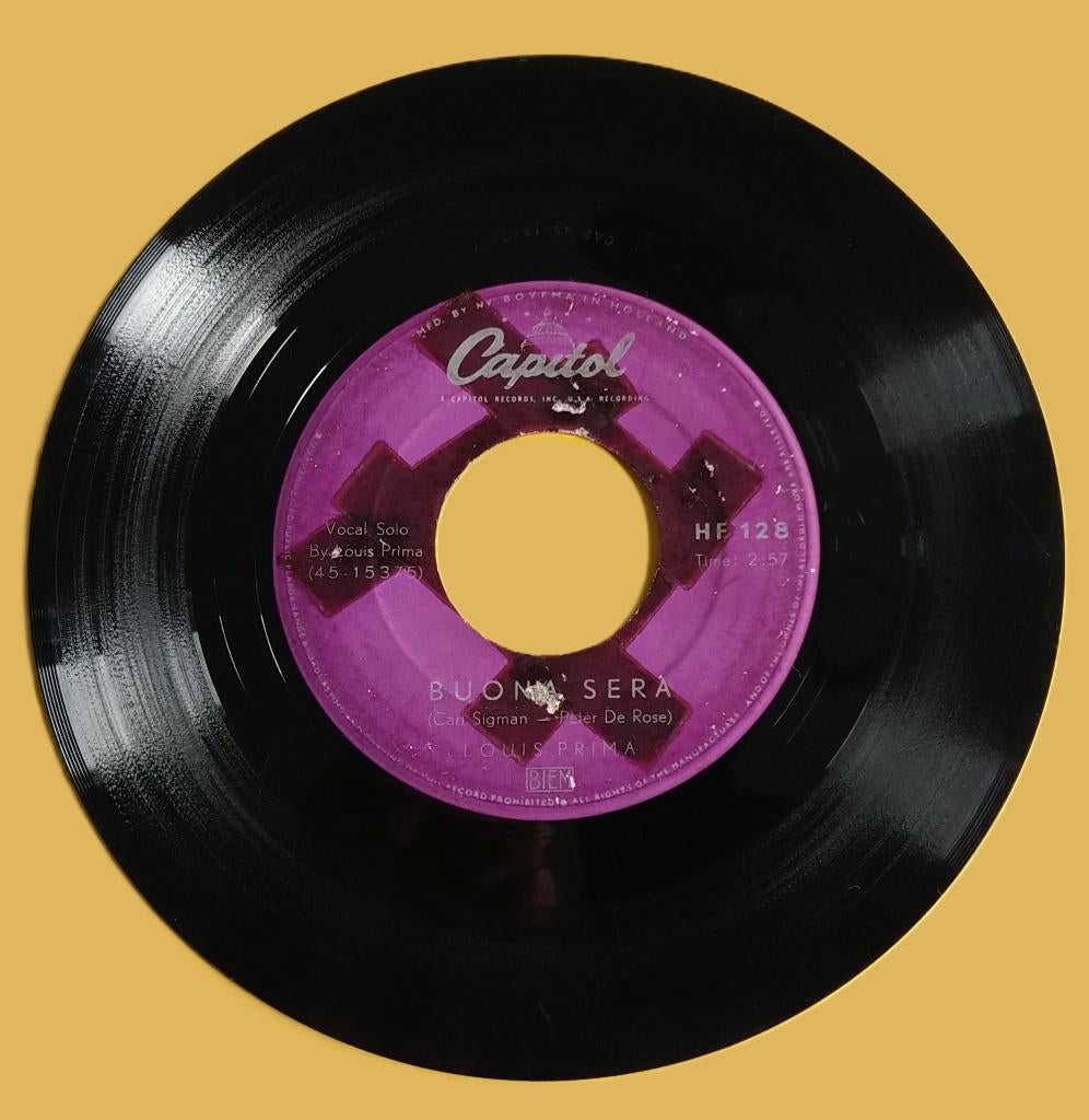 ExTop2000 Louis Prima - Buona sera / Oh marie (info*), Cd's en Dvd's, Vinyl Singles, Verzenden, Overige genres, 7 inch, Single