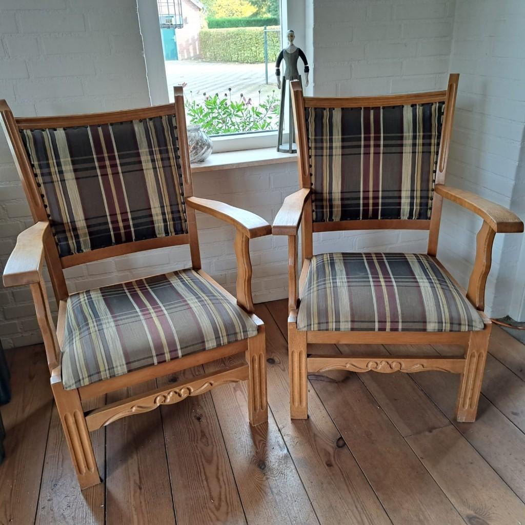 oude houten fauteuiltjes, Huis en Inrichting, Fauteuils, Ophalen, Gebruikt, Minder dan 75 cm, 50 tot 75 cm