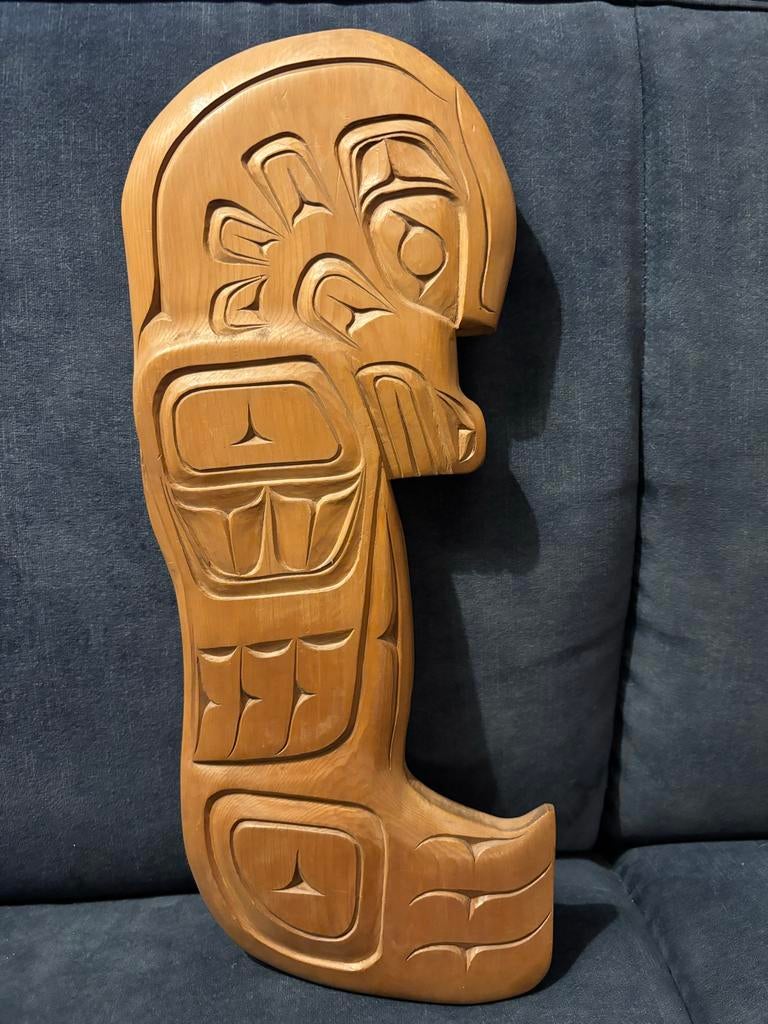 Houten Zeehond Sculptuur - Basil James Jr. - Inheems, Antiek en Kunst, Ophalen