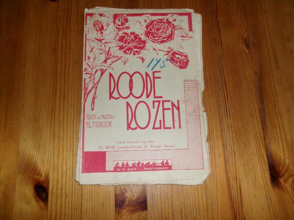 Roode Rozen - W. Chanson, Muziek en Instrumenten, Bladmuziek, Gebruikt, Piano, Ophalen of Verzenden, Artiest of Componist
