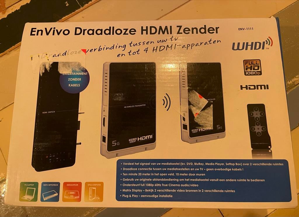 EnVivo Draadloze HDMI Zender & Ontvanger set met switch, Audio, Tv en Foto, Audiokabels en Televisiekabels, Ophalen of Verzenden