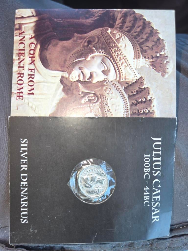 Reproductie Zilveren Denarius Julius Caesar Romeinse Munt, Ophalen of Verzenden, Overige landen, Losse munt, Zilver