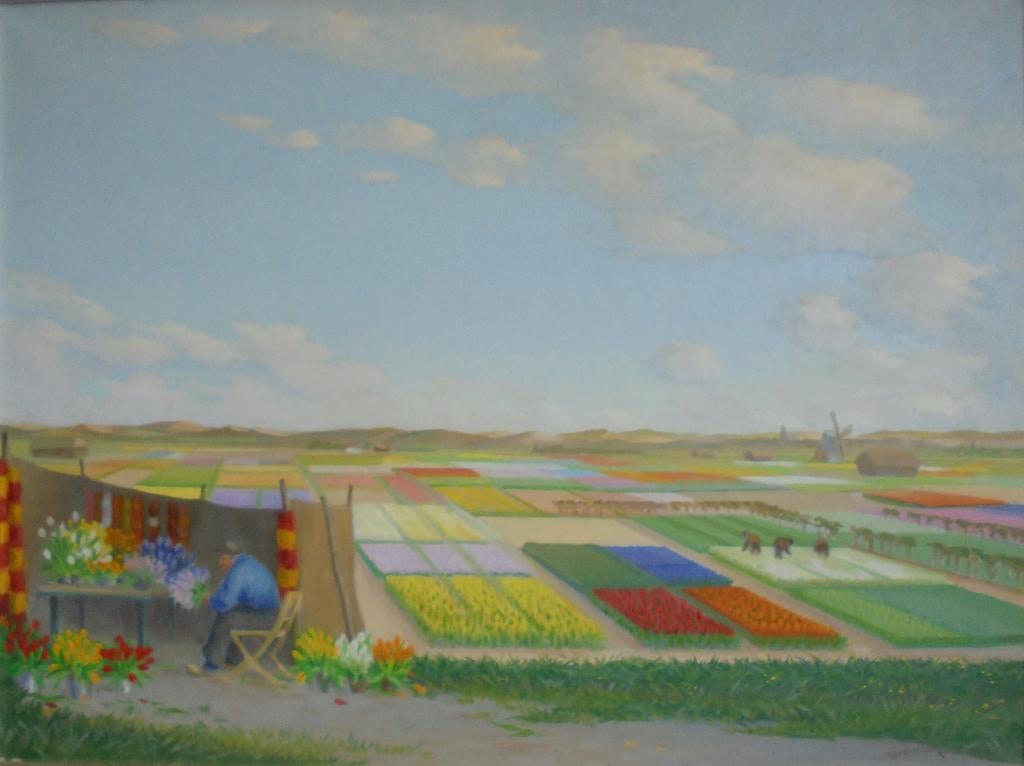 Dirk Smorenberg.1883-1960.Tulpenbollen velden.Museaal!!!, Antiek en Kunst, Ophalen