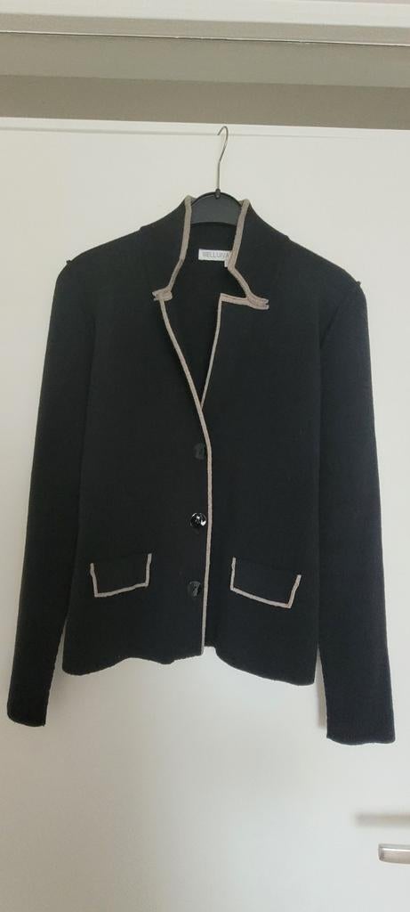 Belluna Zwart Jasje - 50% Merino Wol, Maat M, Maat 38/40 (M), Zwart, Ophalen of Verzenden, Zo goed als nieuw