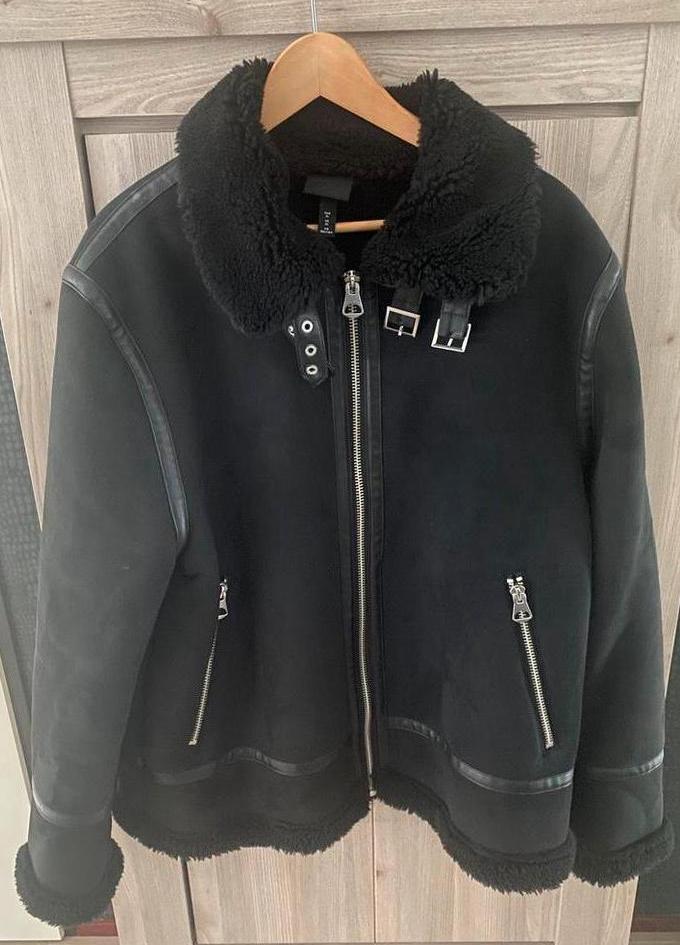 H&M Bikerjack maat XL, zwart suède leer met teddy, nieuw, Zwart, Ophalen of Verzenden, H&M, Maat 56/58 (XL)