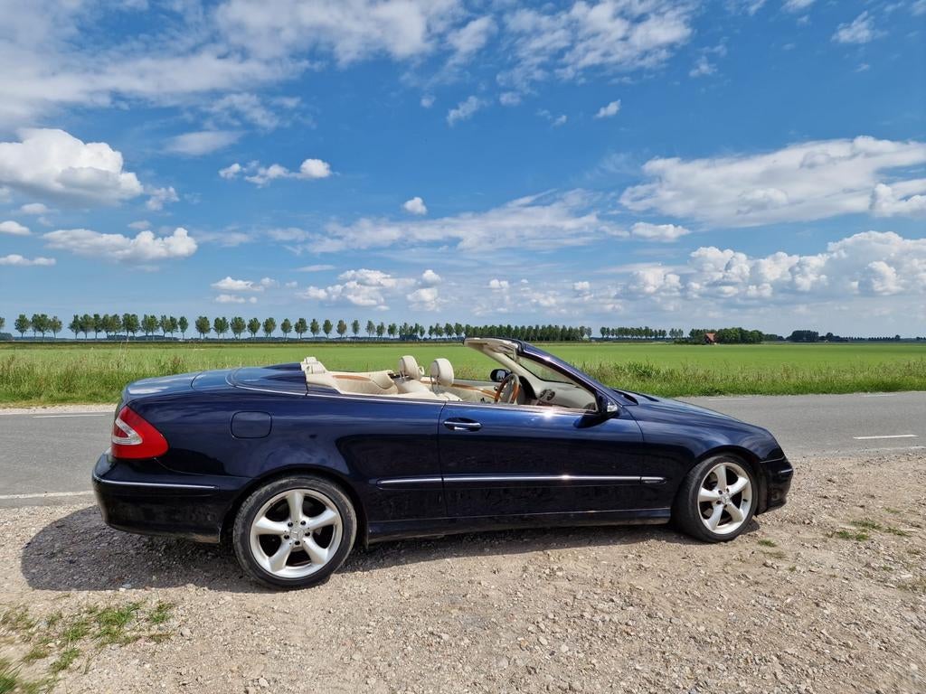 Mercedes-Benz CLK 1.8 Clk200 Kompr Cabriolet AUT 2003 Blauw, Auto's, Automaat, Achterwielaandrijving, Beige, 4 cilinders