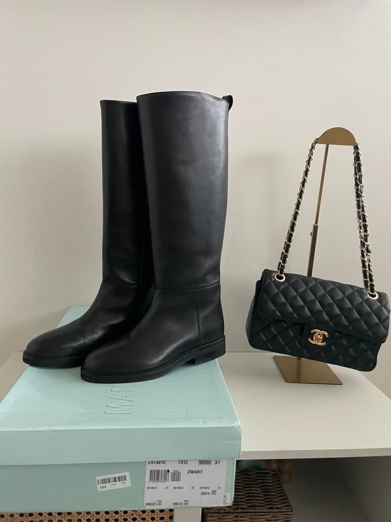 Prachtige zwarte leren laarzen Manfield nieuw!, Kleding | Dames, Schoenen, Hoge laarzen, Zwart, Nieuw, Ophalen of Verzenden