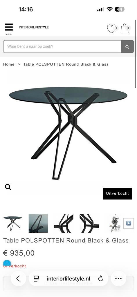 Glazen eettafel Pols Potten, Huis en Inrichting, Tafels | Eettafels, Ophalen, Gebruikt, 100 tot 150 cm, Rond