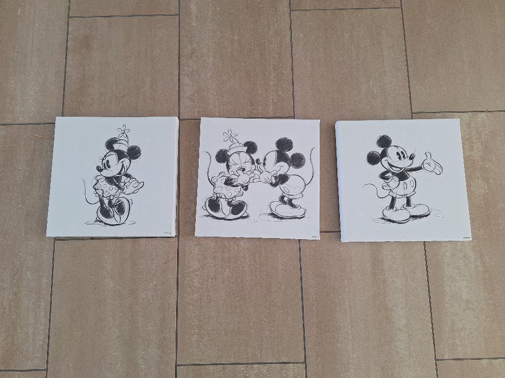 Canvas schilderijen Mickey en Minnie Mouse, Ophalen, Minder dan 50 cm, Zo goed als nieuw, Schilderij