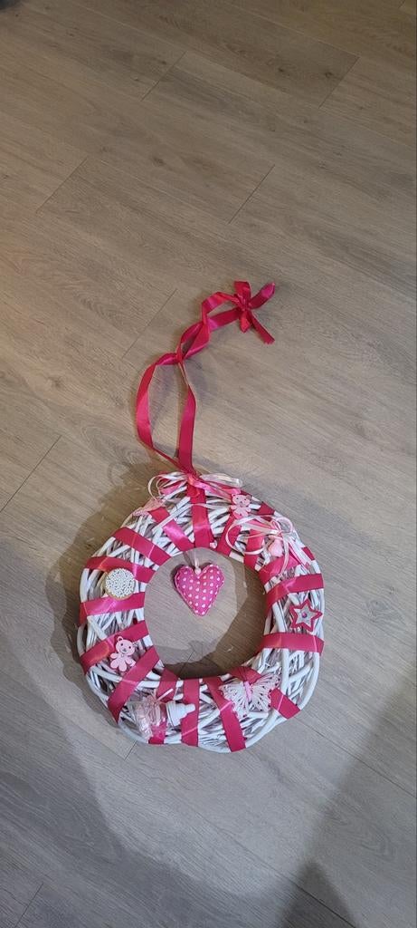 Geboortekrans meisje - Roze decoratie, Kinderen en Baby's, Kraamcadeaus en Geboorteborden, Nieuw, Kraamcadeau, Ophalen of Verzenden