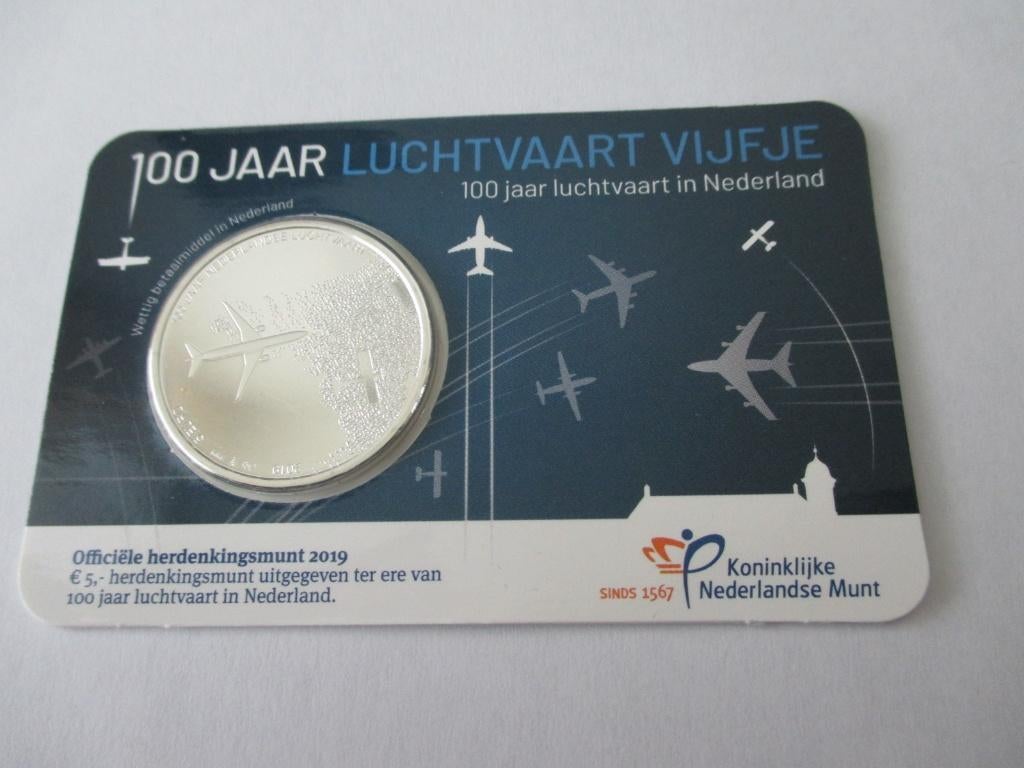 Coincard het Luchtvaart vijfje 2019, Ophalen of Verzenden, Koningin Beatrix, Euro's, Setje