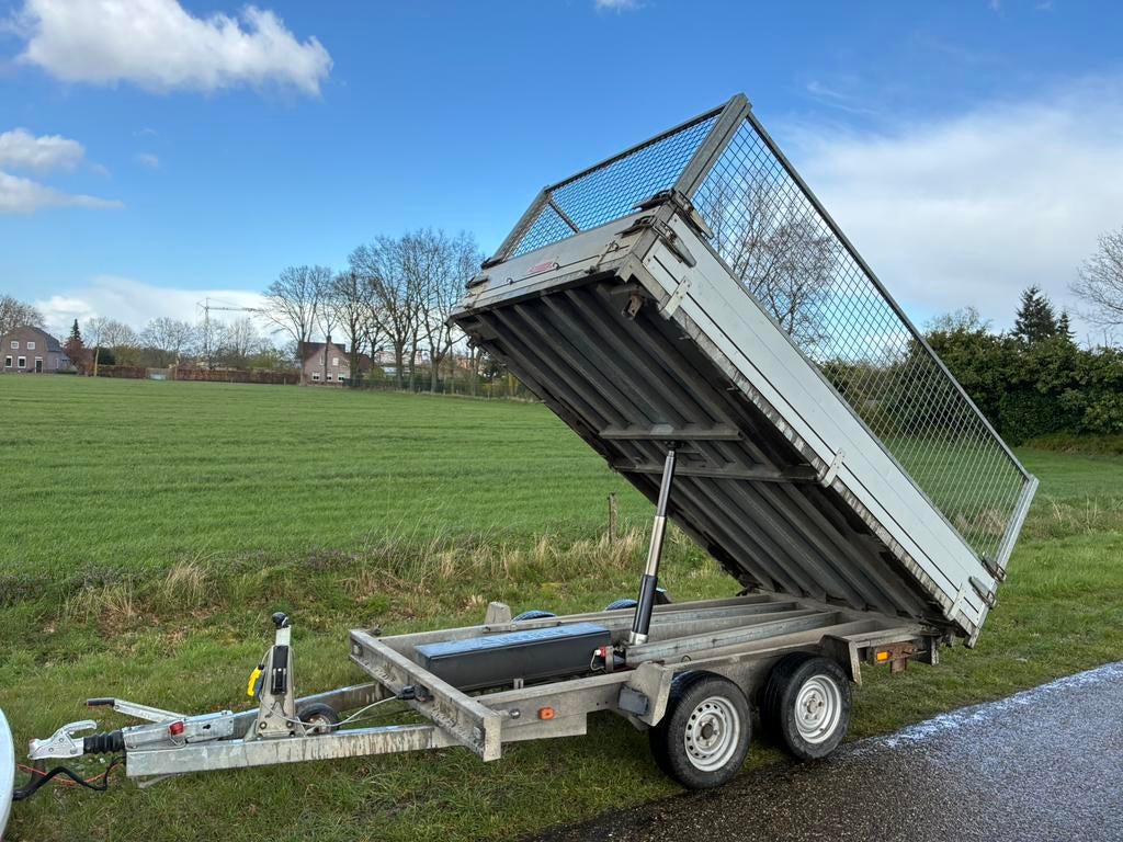 3 Zijdige Elektrische Kipper met loofrekken, Auto diversen, Aanhangers en Bagagewagens, Ophalen of Verzenden, Gebruikt