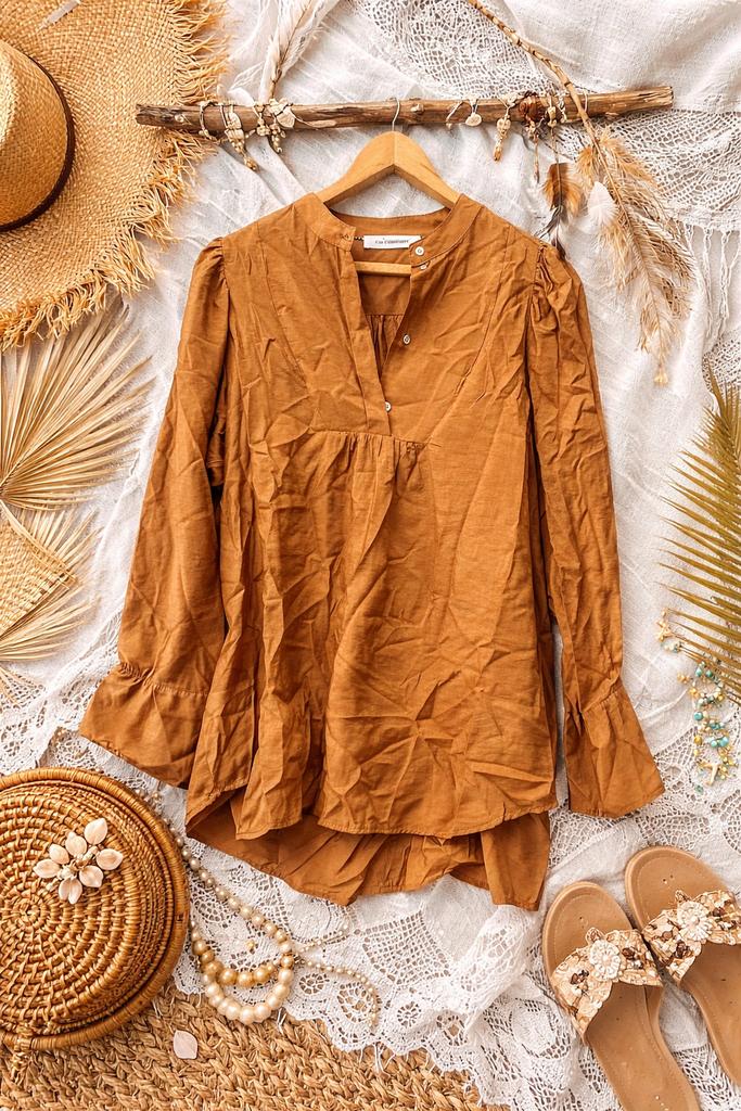 Co'Couture Blouse - Boho Chic Stijl, Ophalen of Verzenden, Gedragen, Maat 38/40 (M), Bruin