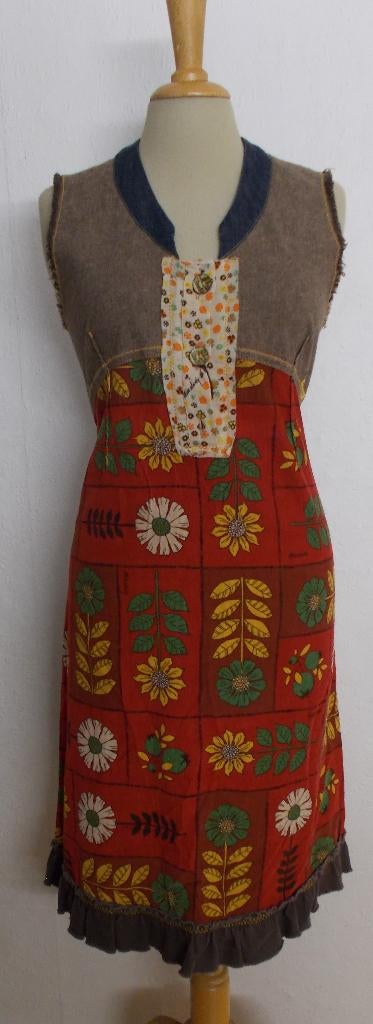 100% katoen aparte hippie/folklore jurk van Miss Sixty! M, Maat 38/40 (M), Verzenden, Nieuw, Knielengte