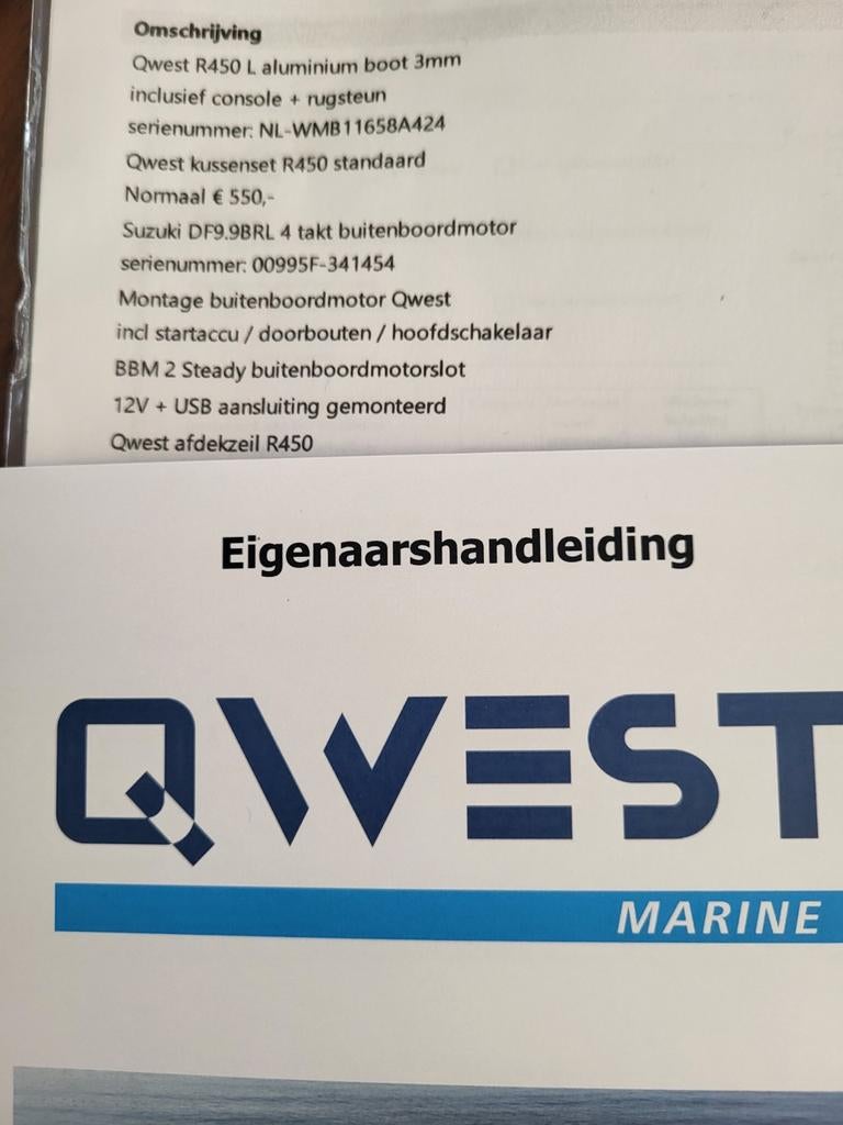 SLOEP QWEST R450 L (2024) met Suzuki 4takt buitenboordmotor, Watersport en Boten, Tot 10 pk, Aluminium, Ophalen of Verzenden, Zo goed als nieuw