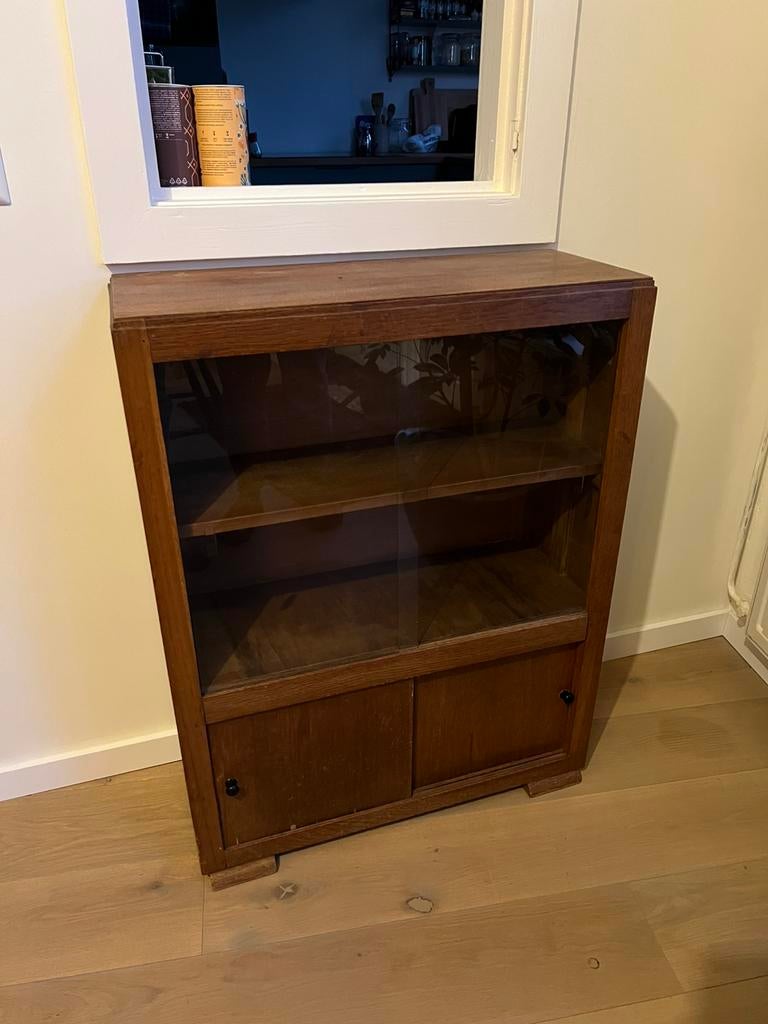 Vintage vitrinekastje, Huis en Inrichting, Kasten | Vitrinekasten, Ophalen, Gebruikt, 50 tot 100 cm, Minder dan 100 cm
